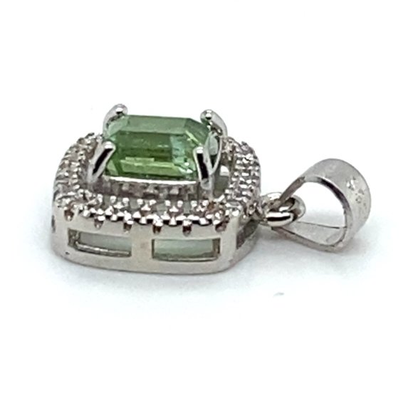 Mint Green Tourmaline 1.01ct White Gold Finish Solid 925 Sterling Silver Pendant - Picture 3 of 7